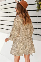 V Neck Drop Shoulder Cheetah Print Tunic Dress | Mixtshop LLC
