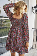 Square Neck Solid Lace Up Cocktail Dress | Mixtshop LLC
