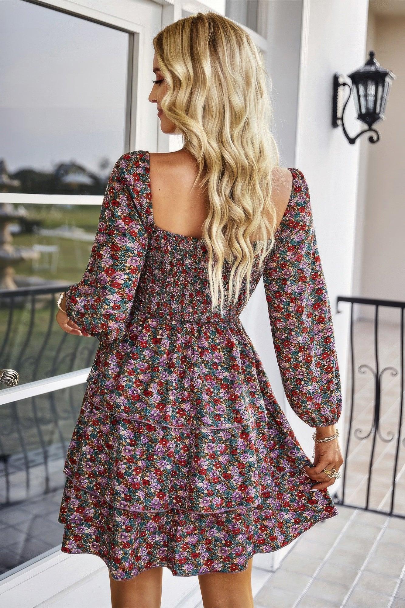 Square Neck Solid Lace Up Cocktail Dress | Mixtshop LLC