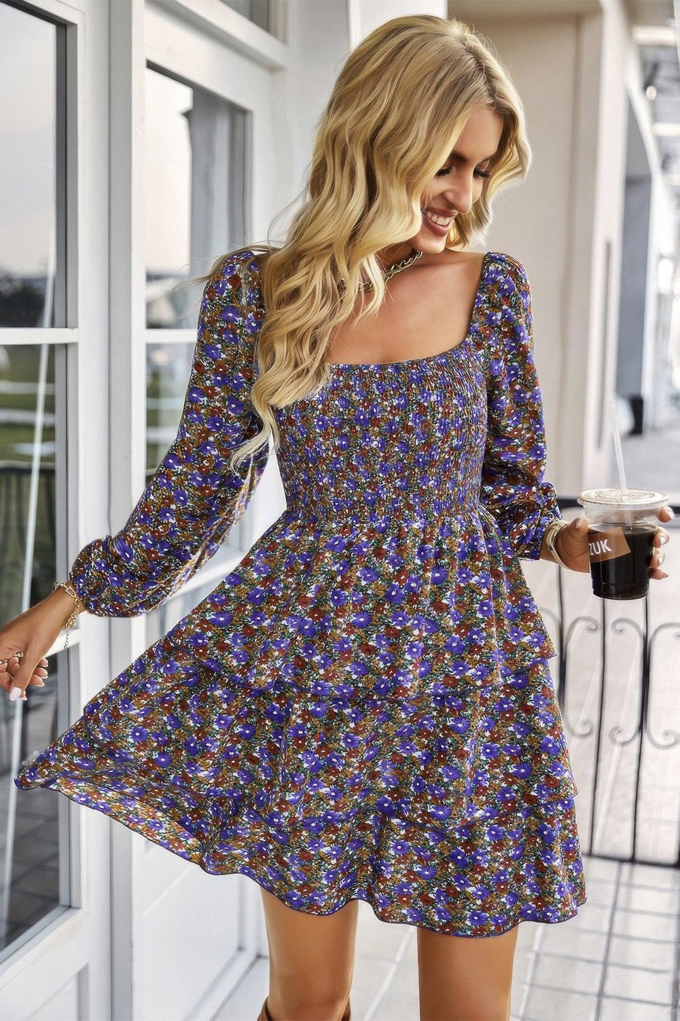 Square Neck Solid Lace Up Cocktail Dress | Mixtshop LLC