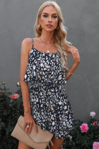 Sleevless Leopard Printed Belt Fit Romper | Mixtshop LLC