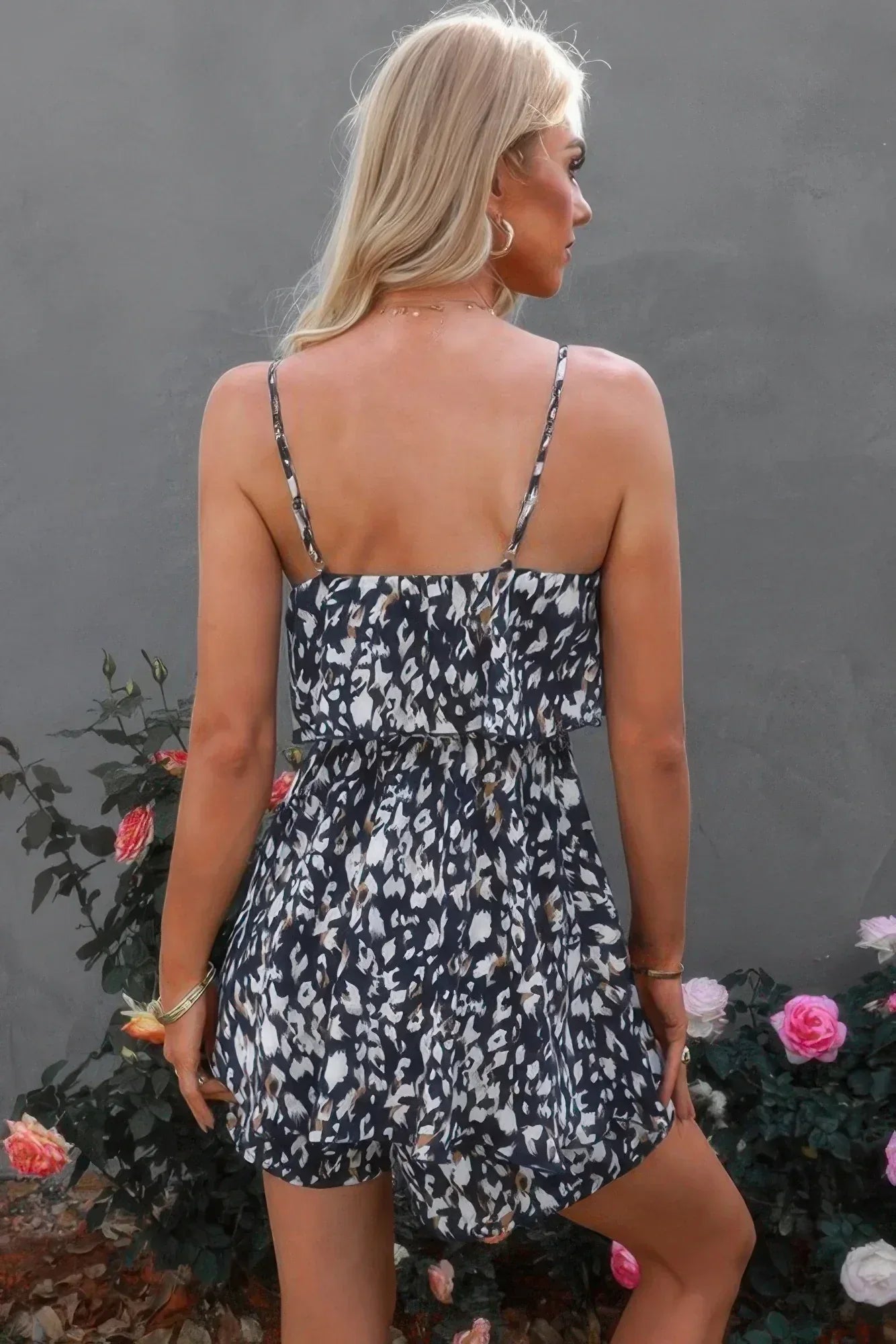 Sleevless Leopard Printed Belt Fit Romper | Mixtshop LLC