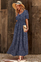 Allover Print Puff Sleeve Ruched Shirred Dress | Mixtshop LLC