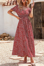 Allover Print Puff Sleeve Ruched Shirred Dress | Mixtshop LLC