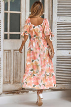 Floral Paint Short Sleeve Tie Cuff Surplice Dress | Mixtshop LLC