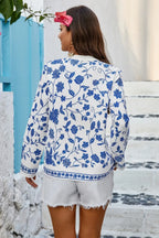Floral Print Notched Collar V Neck Shirt | Mixtshop LLC