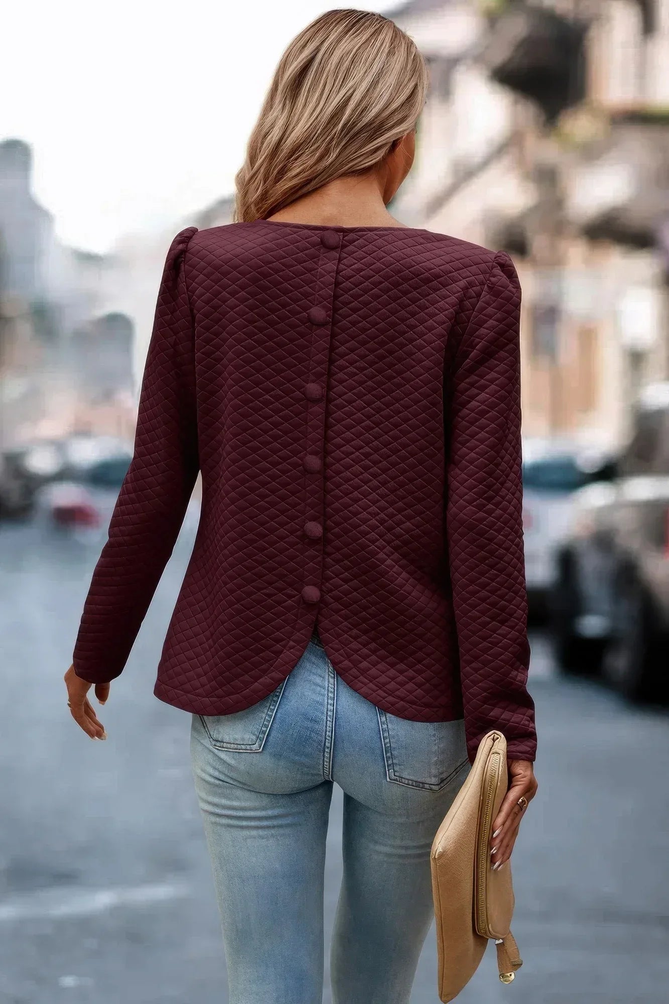 Back Ruffled Detail Crewneck Ruffle Pullover | Mixtshop LLC