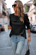 Back Ruffled Detail Crewneck Ruffle Pullover | Mixtshop LLC