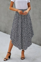 Shirred Waist Asymmetrical Hem Flared Skirt | Mixtshop LLC