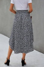 Shirred Waist Asymmetrical Hem Flared Skirt | Mixtshop LLC