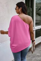 Plus One Shoulder Solid Casual Loose Fit Shirt | Mixtshop LLC