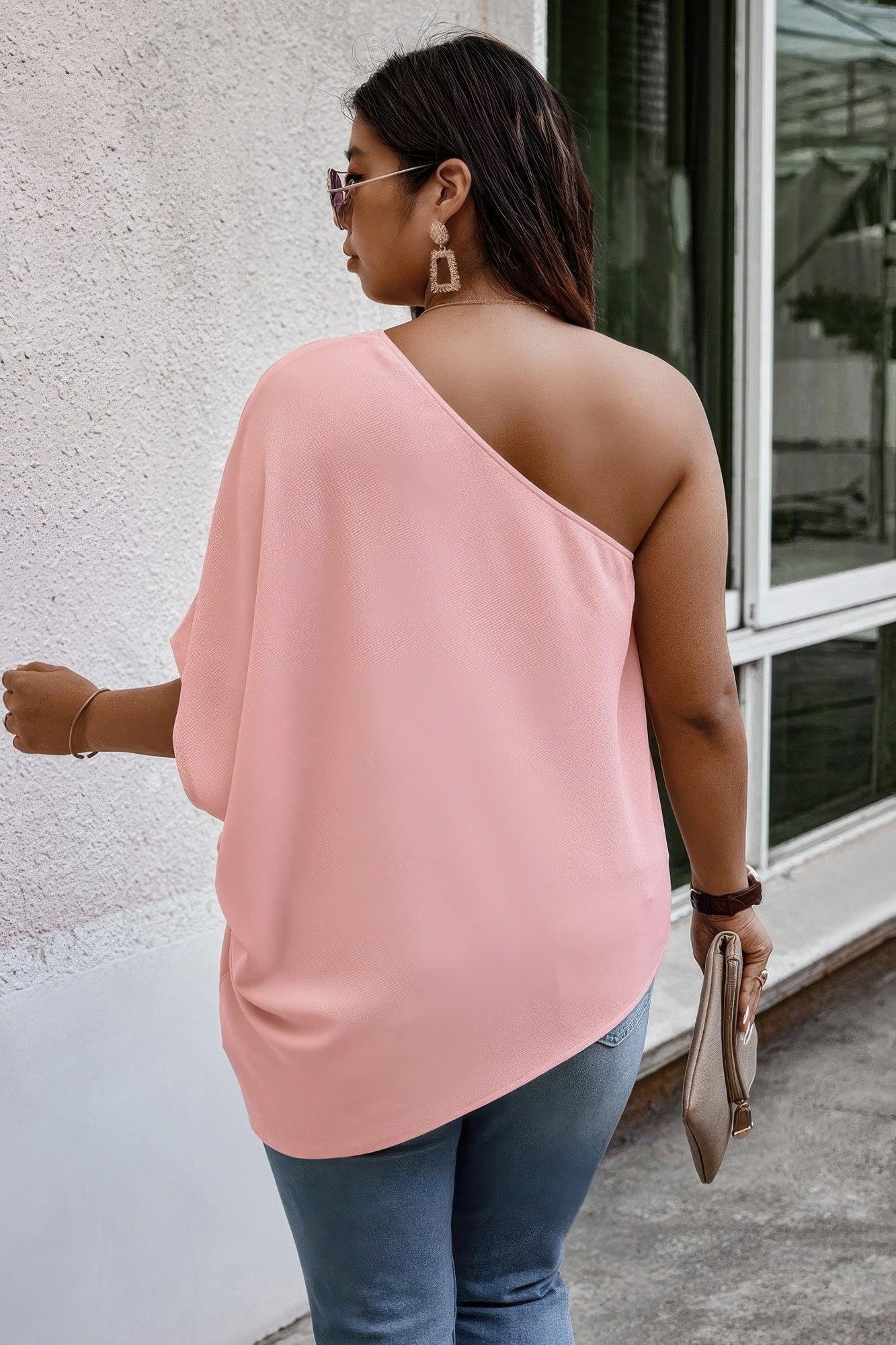 Plus One Shoulder Solid Casual Loose Fit Shirt | Mixtshop LLC