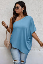 Plus One Shoulder Solid Casual Loose Fit Shirt | Mixtshop LLC