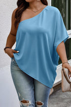 Plus One Shoulder Solid Casual Loose Fit Shirt | Mixtshop LLC