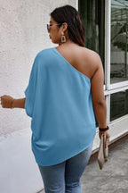 Plus One Shoulder Solid Casual Loose Fit Shirt | Mixtshop LLC