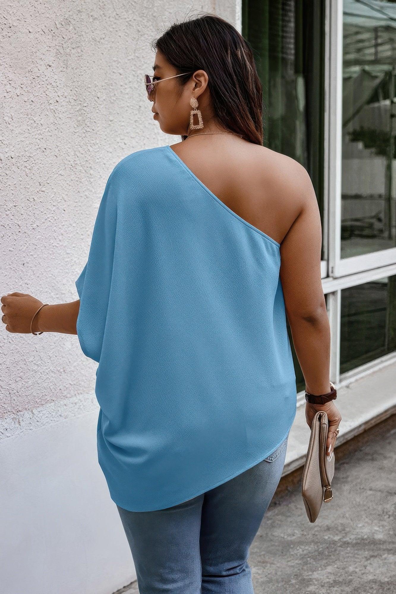 Plus One Shoulder Solid Casual Loose Fit Shirt | Mixtshop LLC