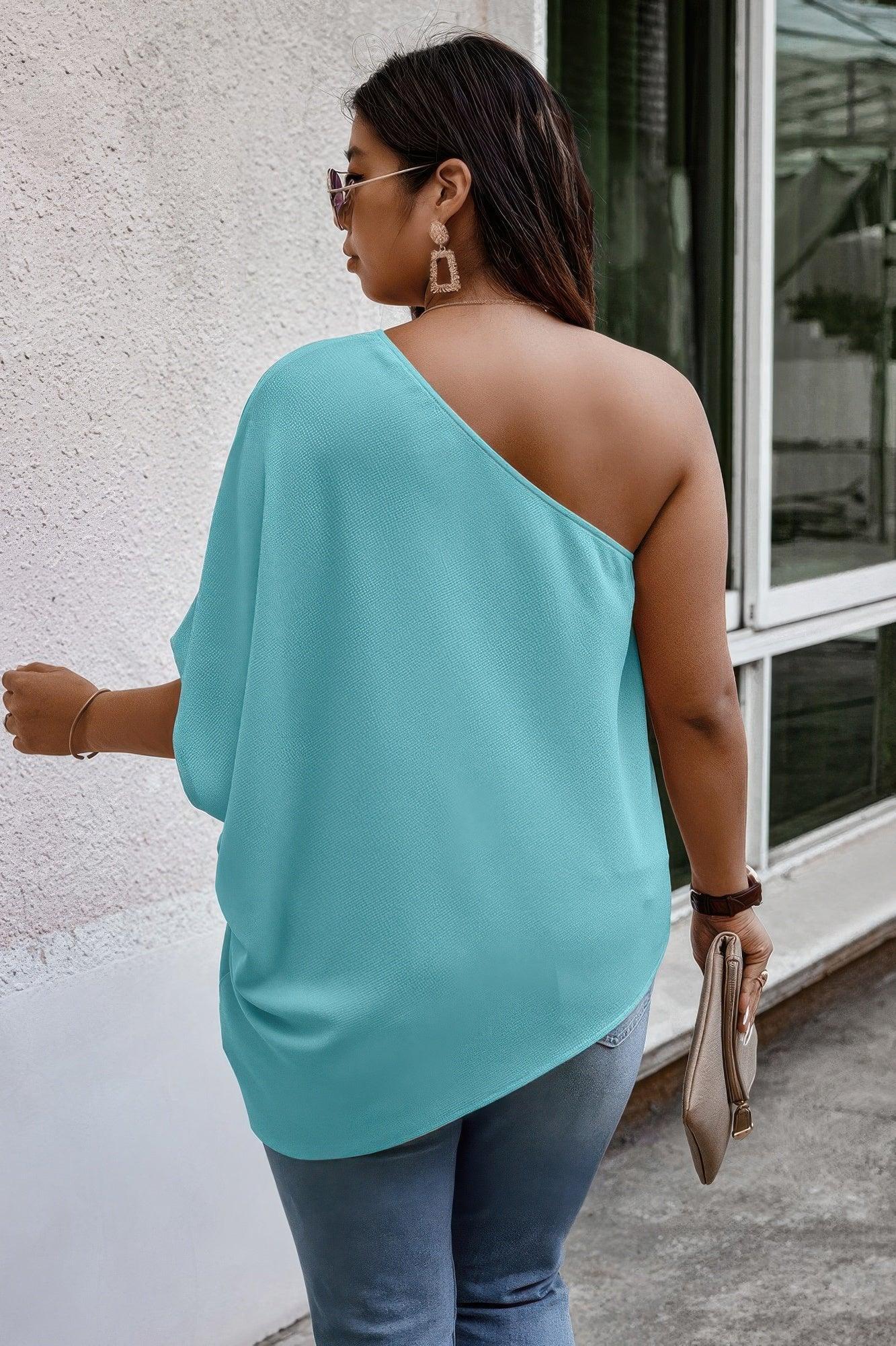 Plus One Shoulder Solid Casual Loose Fit Shirt | Mixtshop LLC