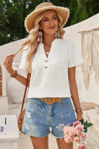 V Neck Loose Fit Solid Button Plaid Shirt | Mixtshop LLC