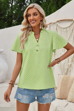 V Neck Loose Fit Solid Button Plaid Shirt | Mixtshop LLC