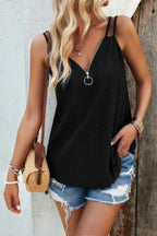 V Neck Eyelet Trim Spaghetti Strap Sleeveless Top | Mixtshop LLC