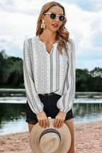 Striped V Neck Vertical Stripe Loose Blouse | Mixtshop LLC