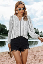 Striped V Neck Vertical Stripe Loose Blouse | Mixtshop LLC