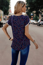 Round Neck Polka Dot Print Petal Sleeve Blouse | Mixtshop LLC