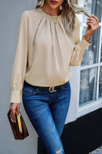 Ruffle Long Sleeve Elegant Ruffles Crewneck Blouse | Mixtshop LLC