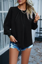Ruffle Long Sleeve Elegant Ruffles Crewneck Blouse | Mixtshop LLC