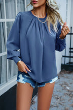Ruffle Long Sleeve Elegant Ruffles Crewneck Blouse | Mixtshop LLC