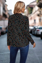 Polka Dot Puff Sleeve Notched Neckline Blouse | Mixtshop LLC