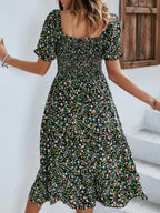 Bohemia Floral Puff Sleeve Flounce Sleeve Dress | Mixtshop LLC