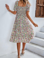 Bohemia Floral Puff Sleeve Flounce Sleeve Dress | Mixtshop LLC