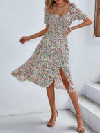 Bohemia Floral Puff Sleeve Flounce Sleeve Dress | Mixtshop LLC