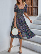 Bohemia Floral Puff Sleeve Flounce Sleeve Dress | Mixtshop LLC