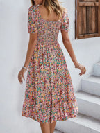Bohemia Floral Puff Sleeve Flounce Sleeve Dress | Mixtshop LLC