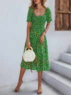 Bohemia Floral Puff Sleeve Flounce Sleeve Dress | Mixtshop LLC