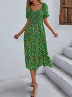 Bohemia Floral Puff Sleeve Flounce Sleeve Dress | Mixtshop LLC