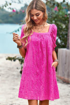 Square Neck Short Bubble Sleeve Babydoll Dress | Mixtshop LLC