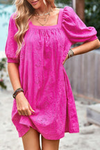 Square Neck Short Bubble Sleeve Babydoll Dress | Mixtshop LLC