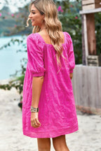 Square Neck Short Bubble Sleeve Babydoll Dress | Mixtshop LLC