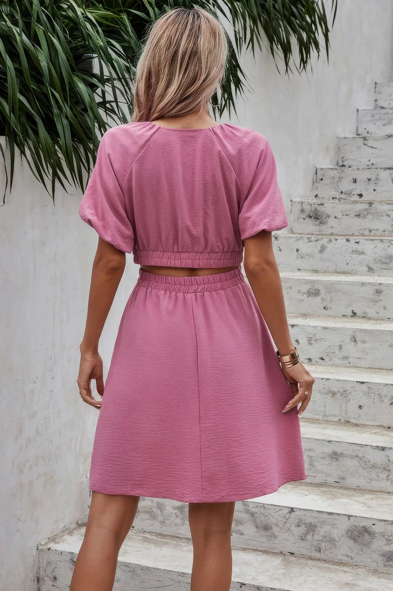 Two Pieces Solid Basic Elastic Round Neck Sets | Mixtshop LLC