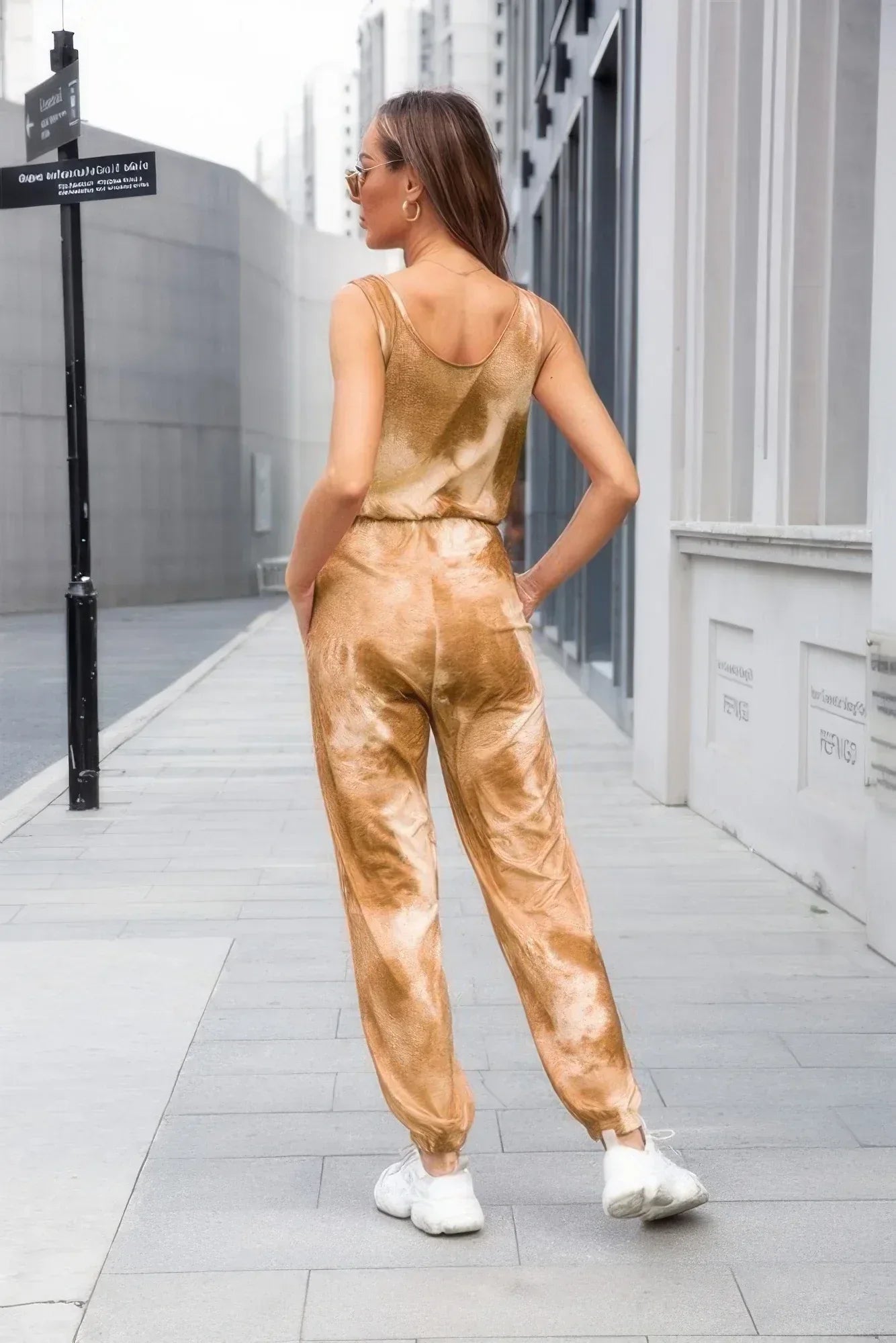 Tie Dye Sleeveless Elastic Wasit Pocket Jumpsuit | Mixtshop LLC