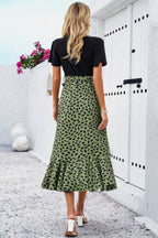 Cross Color Block Lace V Neck Belt Print Dress | Mixtshop LLC