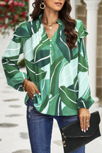 Floral V Neck Button Ruffle Long Sleeve Top | Mixtshop LLC