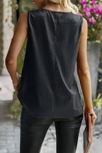 Animal Print Scarf Collar Sleeveless Loose Top | Mixtshop LLC
