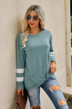 Stripe Twisted Front Long Sleeve Shirt | Mixtshop LLC