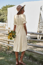 Flowy Pleated Short Sleeve Solid Midi Dress | Mixtshop LLC