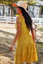 Sleeveless Button Ruffle Dress Swing Pleated Dress | Mixtshop LLC