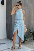 Halter Neck Empire Waist Spilt Dress | Mixtshop LLC